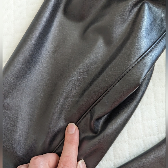 Abercrombie & Fitch Skinny Ultra High Rise Vegan Black Leather Slit Pants, sz 24 - Picture 16 of 16
